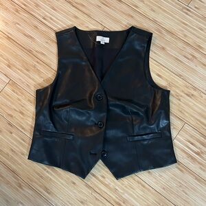 Loft  Faux Leather Button Front Vest